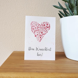 Personalisierbare Grußkarte mit Herz aus Blumen Glückwunschkarte mit Wunschtext Geburtstagskarte Personalisiert Eigener Text