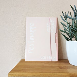 Personalisierbare Postmappe rosa: Hausaufgabe oder Sammelmappe in A4 Karton - mit Wunschtext und Wunschmotiv