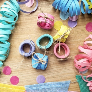 Paper streamers, colorful set, table decoration, birthday decoration, children's birthday, pink, purple, mint, yellow, blue