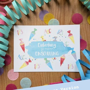 Article numérique : cartons d'invitation personnalisables pour la scolarisation | Invitations de rentrée scolaire colorées