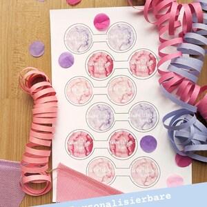 6 Schildchen für Strohhalme Papier Tischdeko Geburtstagsdeko Kindergeburtstag rosa lila pink