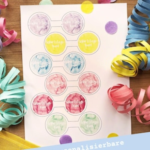 6 Schildchen für Strohhalme Papier Tischdeko Geburtstagsdeko Kindergeburtstag rosa lila pink mint gelb blau