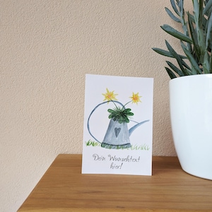Personalisierbare Grußkarte mit Gießkanne Gartenkarte Wunschtext Karte für Gartenfreunde Personalisiert Eigener Text Blumen