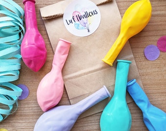 12 colorful balloons set, table decoration, birthday decoration, children's birthday, pink, purple, mint, yellow, blue