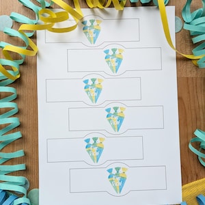 Digital article: Banderoles for sweets for the first day of school | Lovely table decoration for the first day of school blue