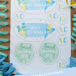 Download - Digital article: Cake topper for the first day of school | Highlight on every cake / cake for the school child - school enrollment decoration blue
