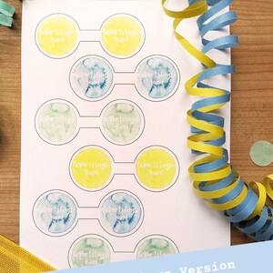 6 Schildchen für Strohhalme Papier Tischdeko Geburtstagsdeko Kindergeburtstag mint gelb blau personalisierbar
