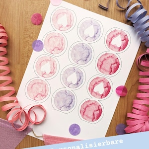 Download - Digital: Tischkärtchen Namensschilder für den Geburtstag | Liebevolle Tischdeko Geburtstagsdeko für den Kindergeburtstag rosa