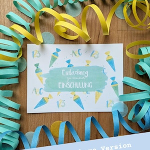 Article numérique : cartons d'invitation personnalisables pour la scolarisation | Invitations de rentrée scolaire pour la rentrée scolaire bleue