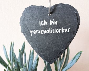 Flower stakes, garden stakes, hearts, slate plaque, slate hearts, family name, personal name, customizable sign, welcome sign, front door