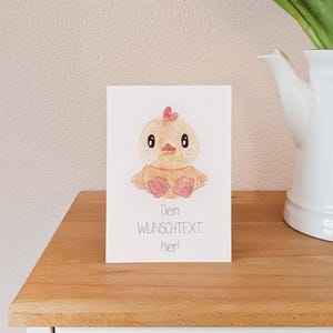 Personalisierte Osterkarte Aquarell mit Küken und Wunschtext – Ideal für Ostern oder Geburtstagsgrüße als Aquarellkarte mit Kükenmotiv