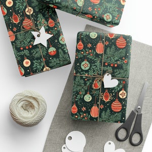 Vintage Christmas Wrapping Paper - Floral Wrapping Paper Roll