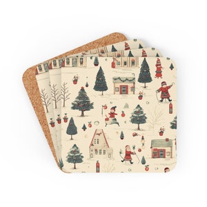 Scandinavian Winter Coasters - Cute Christmas Village Coasters