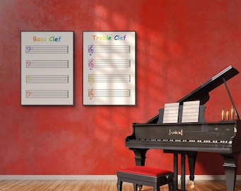 Treble Clef & Bass Clef Music Wall Prints
