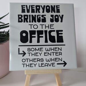 Personalized Slogan Tile, Funny Home Decor, with Wooden Stand (10x10 cm)