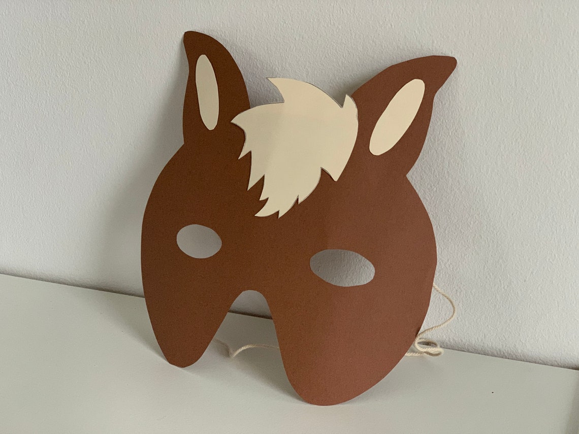 Horse Paper Mask Kids Costume, Farm Animal, Horse Party Mask, Horse
