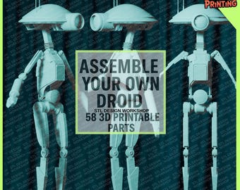 Mechanical Helper Droid STL – 3D Printable Model Kit with Movable Parts