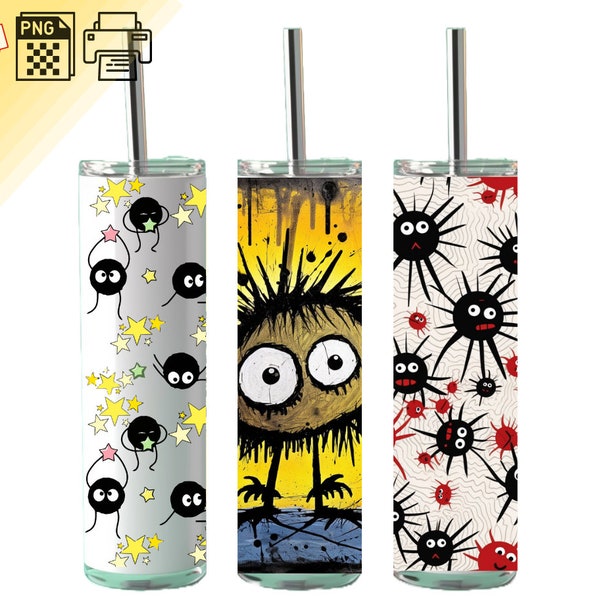 Gorgeous Soot Sprite 20 oz Tumbler Wraps - 3 Unique Designs