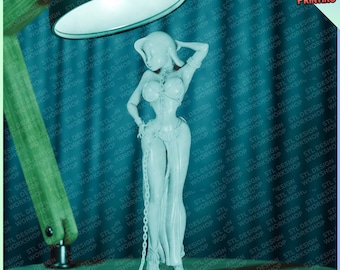 Figura de resina imprimible en 3D de Femme Fatale estilizada (STL) para coleccionistas y dioramas