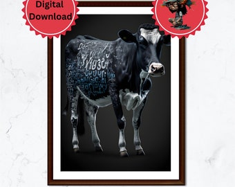 Cow Home Art Typography Art Home Decor Art Cow Art Wall Art Animal Wall Art Cow Print Animal Nursery Print Cow Digital Print Cow Poster