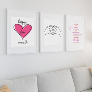 Valentine&#39;s Day Wall Art - 3 Pieces - Digital Download