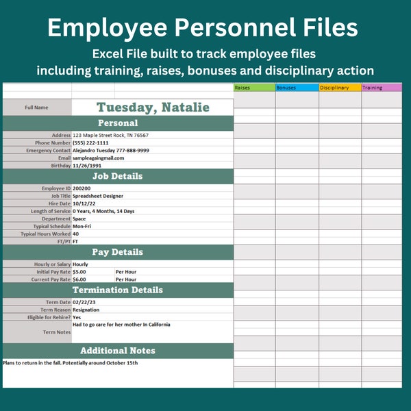Employee Personnel Files Excel Spreadsheet