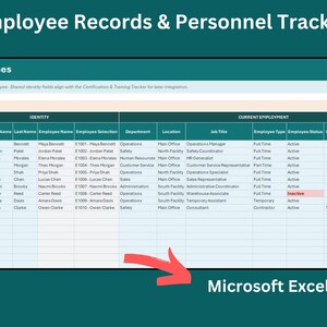 Employee Records & Personnel Tracker for Excel – HR Employee Database Spreadsheet