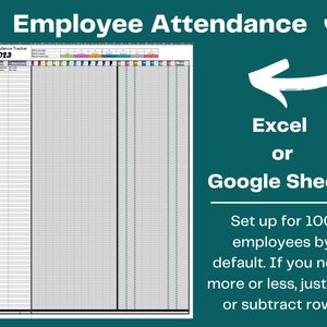 Employee Attendance Tracker - Excel or Google Sheets
