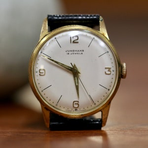 Vintage 1950\'s Junghans Gold Watch Vintage 1950s Gold-Plated Junghans Watch at 1stDibs  main image 3