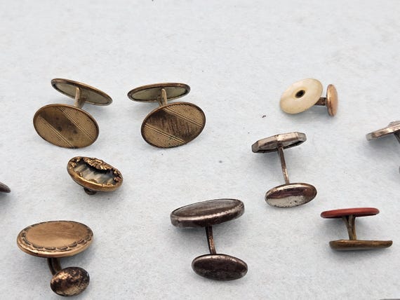 Vintage Cuff Links, Studs and Buttons for Craftin… - image 12