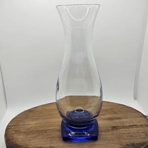 Vintage Clear Glass Bud Vase with Cobalt Blue Base