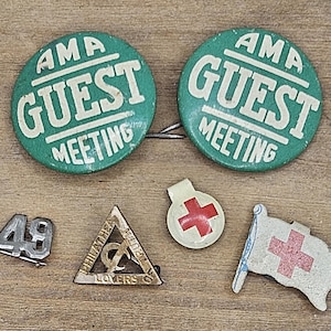 Vintage Pins, AMA Meeting, Philathea Society, Red Cross and 49 Pins