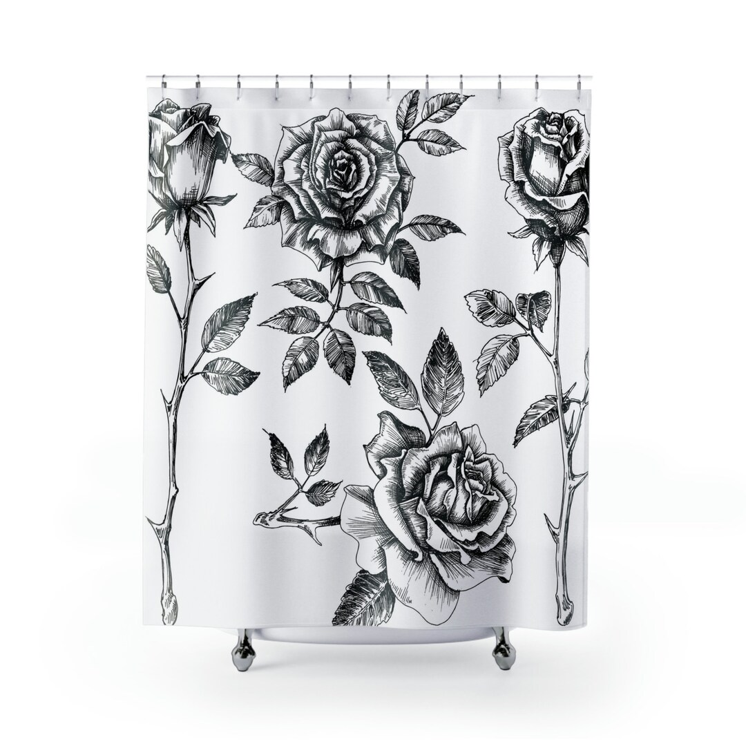 Shower Curtain Roses Etsy