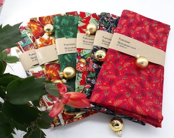 Furoshiki Geschenktuch, weihnachtliche Geschenkverpackung 100% Baumwolle, Stofftuch Weihnachten, nachhaltige Verpackung aus Stoff