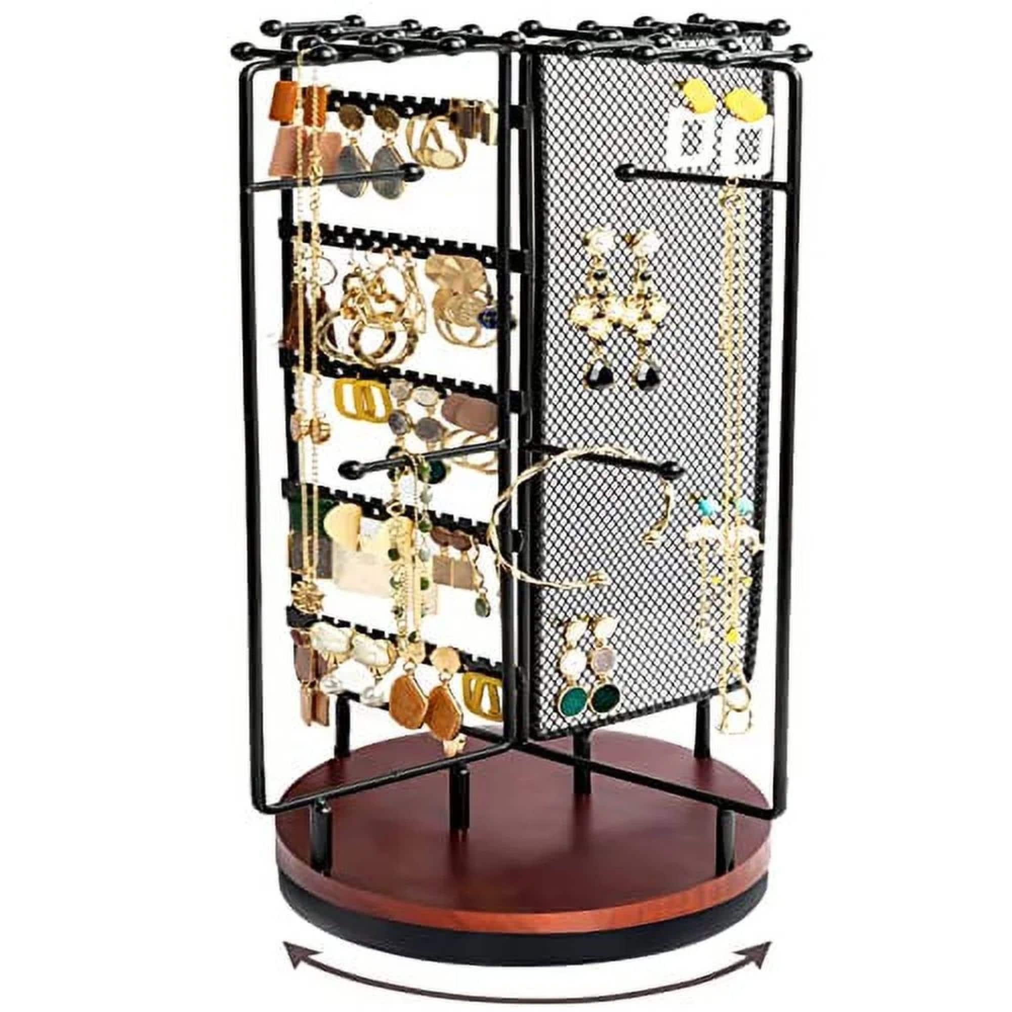 360 Rotating Necklace Holder Tree Stand Jewelry Spinning Display Tall Long  Sturdy Necklace Storage Hooks Bracelets, Lanyards, Denise 
