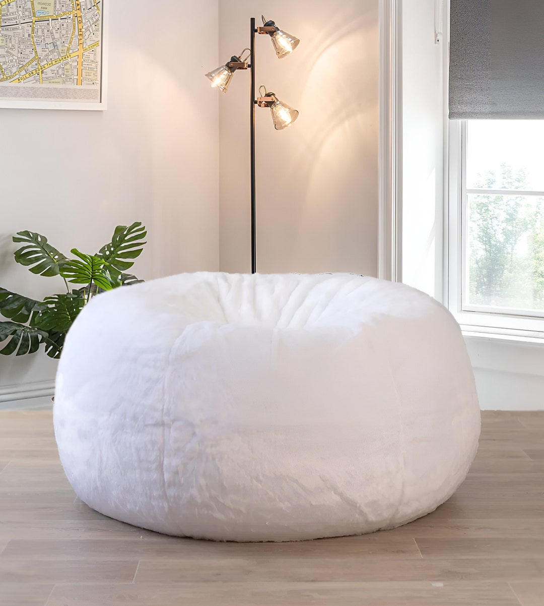 Premium and Classic White Luxurious Soft Faux Fur Beanbag - Etsy