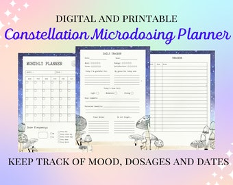 Constellation Microdosing Journal, Mood Tracker, druckbare PDF, Goodnotes Digital Planner
