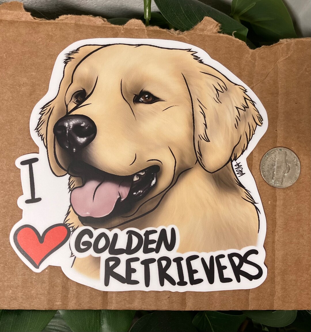 I Love Golden Retrievers Bumper Sticker GOLD Unique Large Etsy