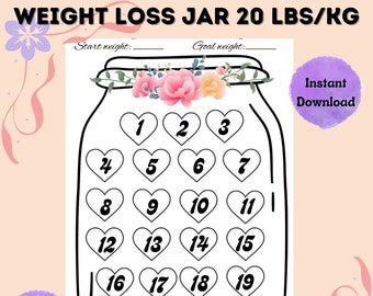 Weight Loss Jar 5 Lb/kg, Weight Loss Tracker, Weight Loss Planner ...