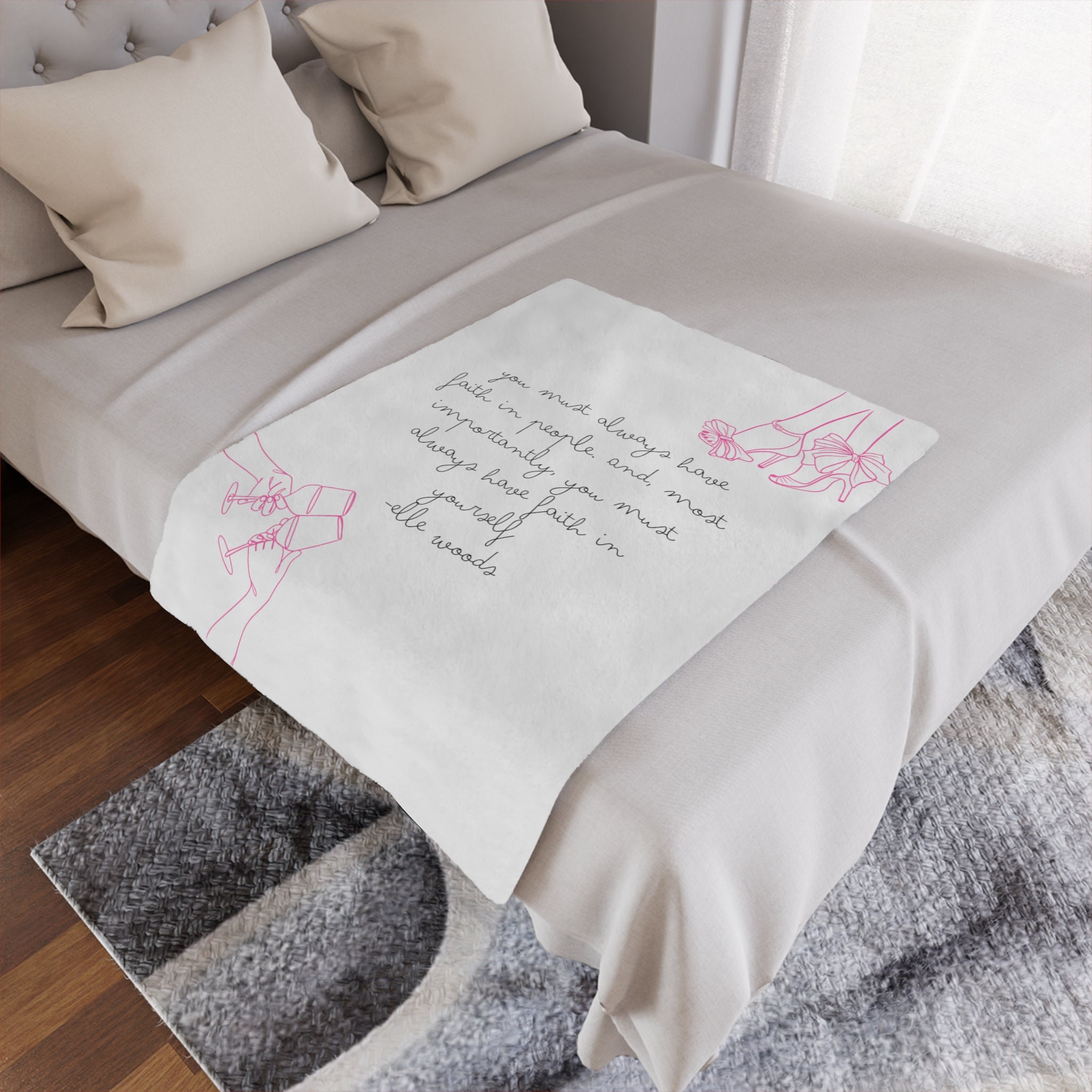 Faith in Yourself Elle Woods Legally Blonde Inspired Microfiber Blanket With Pink Heels and Champagne Accent Perfect Gift for Graduate Etsy UK