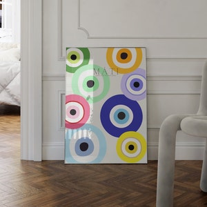 Evil Eye Print, DIGITAL Print, Evil Eye Colorful Print, Mati Print, Wall Decor, Wall Art Print, Printable Art, Minimal Design Art