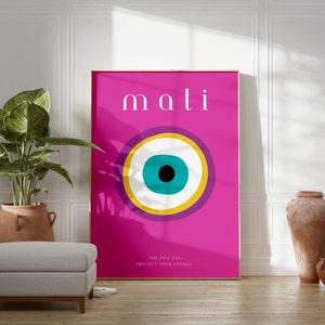 Evil Eye Print, PHYSICAL PRINT, Home Decor, Minimalist Wall Art, Minimal Poster Art, Mati, Evil Eye Wall Art, Greek Prints, Greek Art