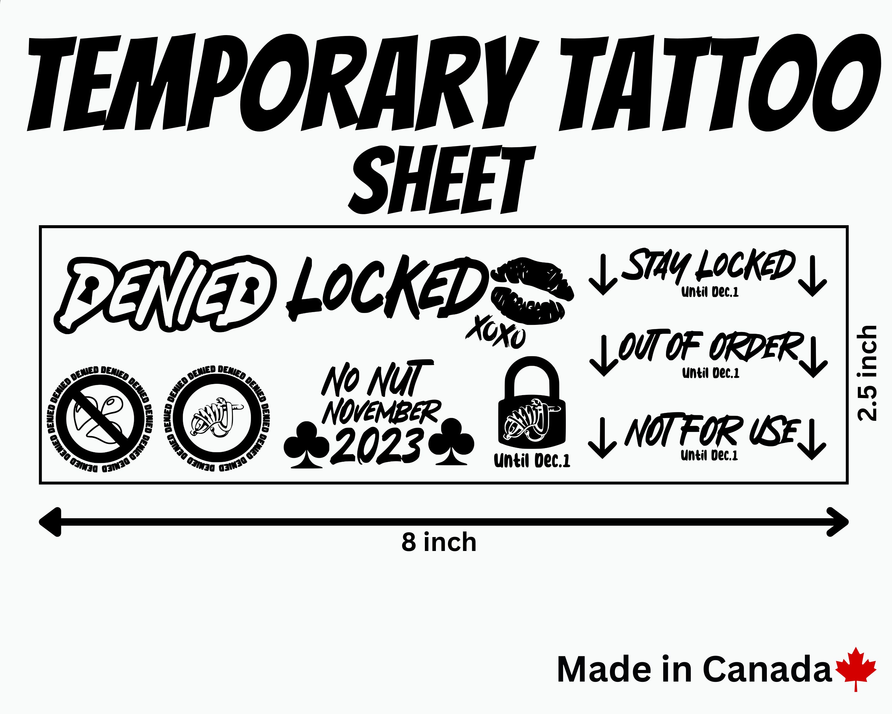 No Nut November Tattoos Chastity Temporary Tattoos Chastity Cage Sissy