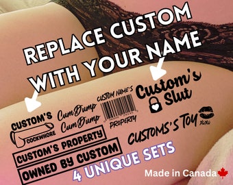 Personalized Adult Temporary tattoos, BDSM tattoos, DDLG, Owned, Fetish Tattoo, Sexy Tattoo Kinkabl Slut Tattoo Toy tattoo