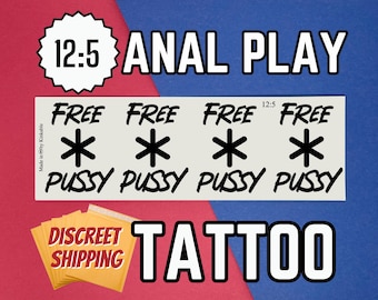 Free pussy anal play temporary tattoo sheet with submissive kink text great for bdsm scenes ddlg fantasy and discreet shipping