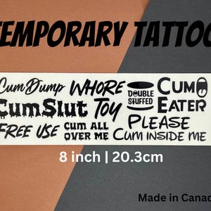 Free Use Tattoo kinky adult tattoos bdsm tattoos cumslut CNC tattoos Temporary Tattoos Use me tattoos mindless object tattoos submissive Set 6 Cumslut