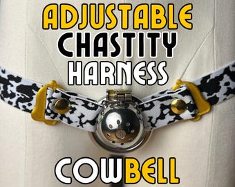 Chastity belt With Adjustable Straps Cow Print harness Black and Gold Support Waist  Chastity Support Band Cage Elastic Belt Male Sissy