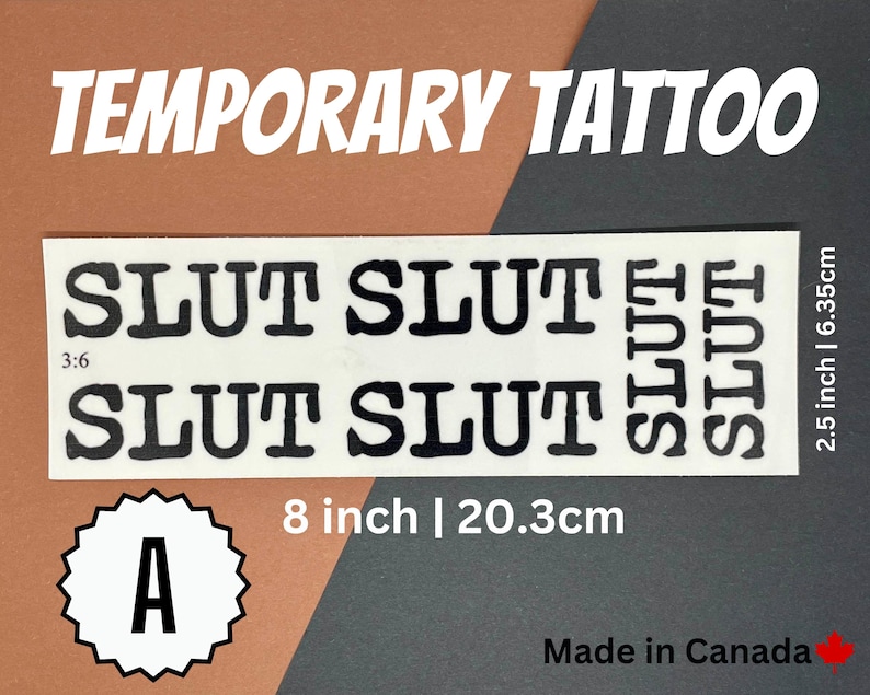 Slut Tattoo Humiliation Temporary Tattoo Slutty Submissive Temp Tattoo