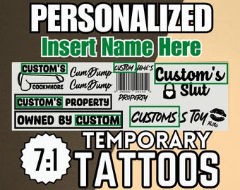Personalized Adult Temporary tattoos, BDSM tattoos, DDLG, Owned, Fetish Tattoo, Sexy Tattoo Kinkabl Slut Tattoo Toy tattoo