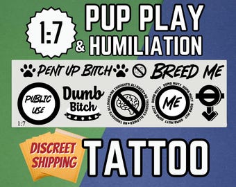 Pup Play Temp Tattoo Tattoos – Puppy Play Pet Play Tattoo Set for Submissive BDSM Roleplay, Good Boy/Girl Praise Decals Breed me Tattoos